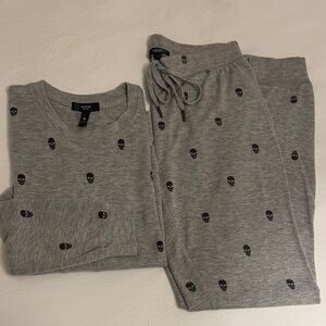 Aqua Gray Skull Pattern Lounge Set Size XS